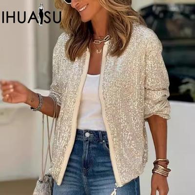 Autumn Winter Casual Fashion Classic Sequined Nightclub Coat