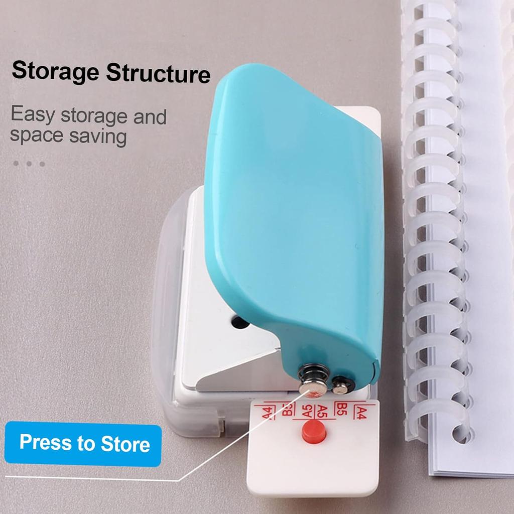 6 Hole Puncher, Leepesx Loose Leaf Paper Puncher for A4 A5 B5 Notebook Scrapbook, Handheld Metal Circle Paper Puncher with 5 Sheet Punch Capacity