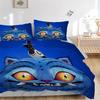 Quirky Blue Monster Illustration Print 3Pcs Bedding Set,Duvet Cover with 2 Bedro,Pillowcase Home Birthday Gift