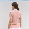 GOXO HearT ATTack Ribbed Collar ShorT Sleeve T shirT Peach