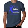 In This Family Nobody Fights Alone Ataxia Awareness Feather Ribbon T-Shirt blue archive anime mens t shirts casual stylish