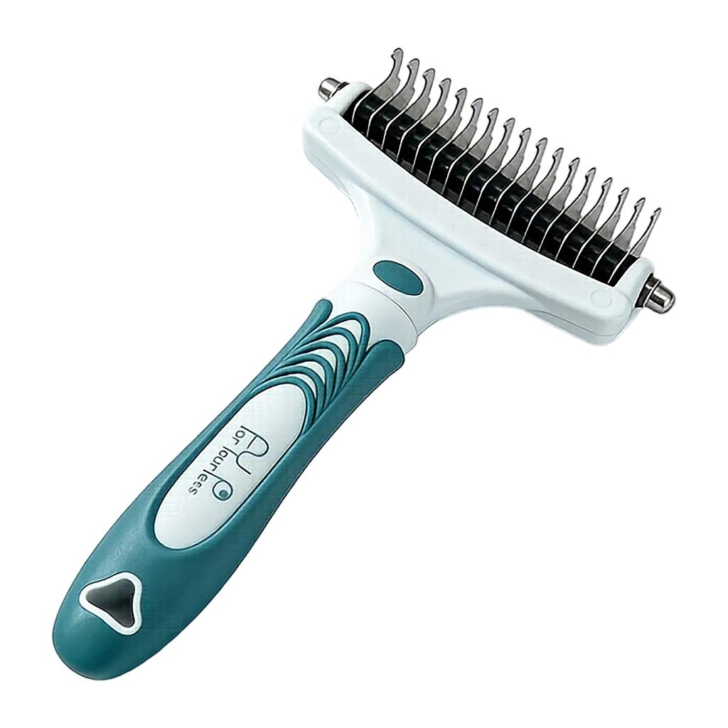 Double Sided Pet Grooming Brush with Stainless Steel Pins and Soft Bristles for Removing Loose Hair and Detangling Fur Suitable for Dogs and Cats