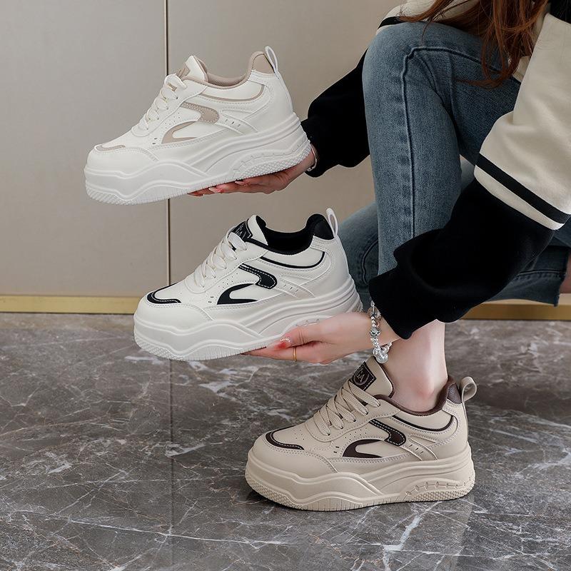 Inner Height Increase, Spring Little White Shoes New Female Students Thick-soled Height Increase Sports Board Shoes Casual