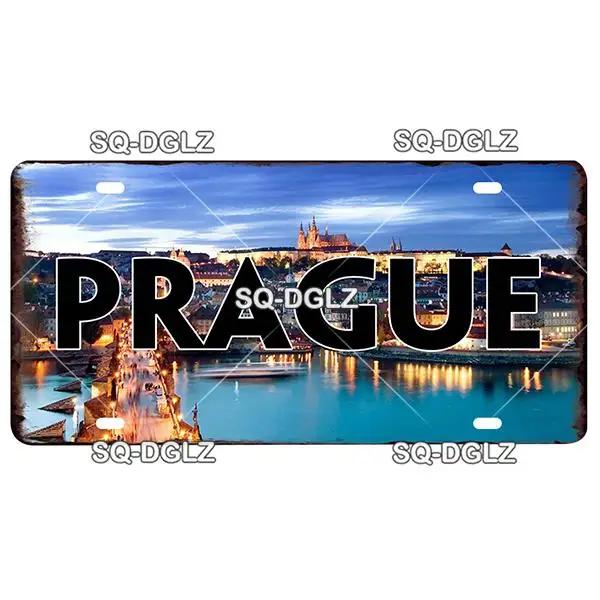 Europe City Plate Metal Sign - Vintage Tin Wall Decor for Bar