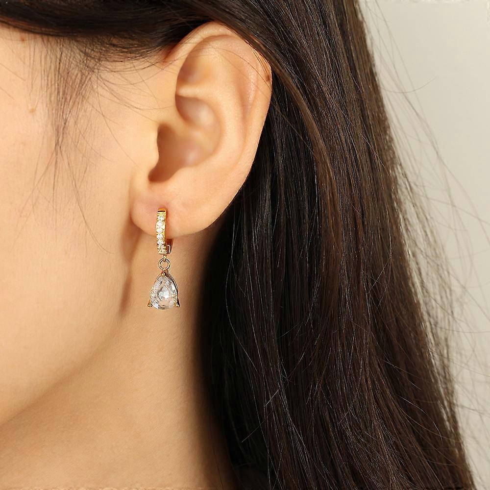 Ohrringe, Minimalistisch Retro Titanstahl Exquisit Zirkon Wassertropfen Creolen Elegante Ohrringe für Damen