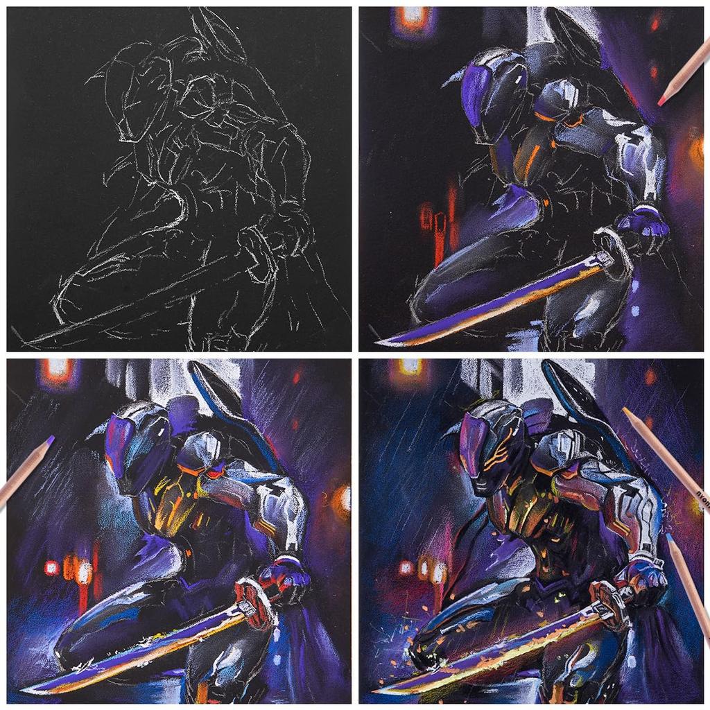 LIGHTWISH Professionelle Buntkohle Professioneller Pastellstift Weiche Buntstifte zum und Verblenden für Anfänger und Künstler Stifte, 24-Farbig