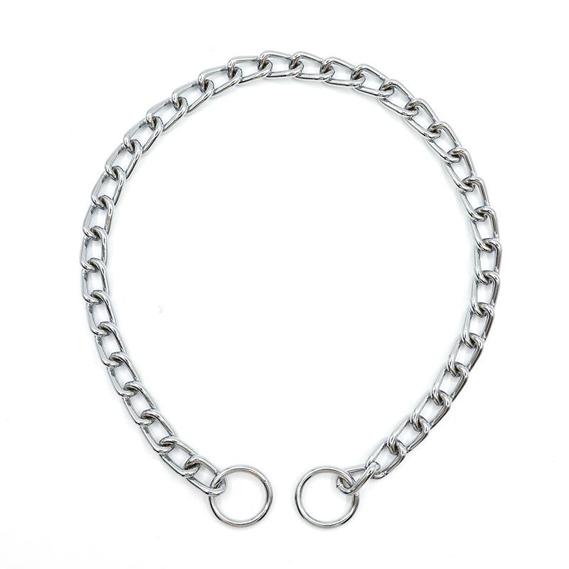 

Ошейник-петля P-цепь Трехзвенная железная цепь, Ошейник-двойная петля, Тедди Золотистый ретривер Medium серебряный
