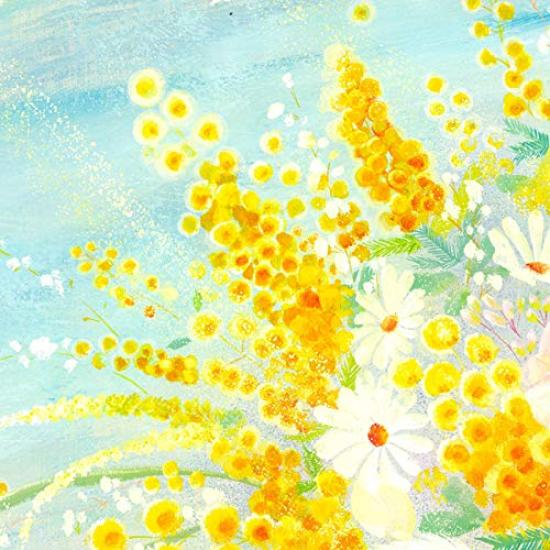 Interior Yellow Bouquet of Mimosa Announcing Framed Perfect for Feng Luck Large Living Art Reception Made in Japan Plus Painting, Mimosa, Decor,