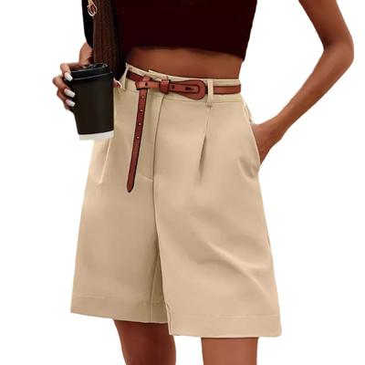 Women Casual Elastic Waist Wide Pants Summer New Shorts with Pockets