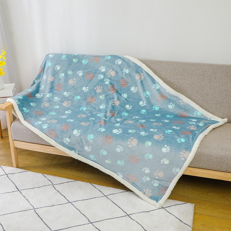 Flannel Sherpa Thickened Double-Layer Pet Blanket and Dog Bed Mat