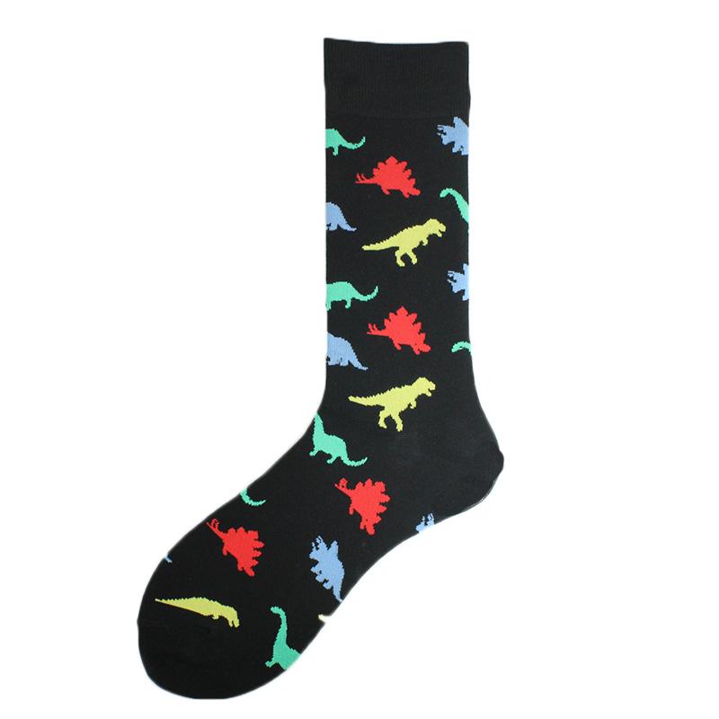 Men Dinosaur Astronaut Planet Crew Socks Harajuku Big Size Sokken Unisex Skateboard Divertidos Happy Design Hip Hop Funny Socks