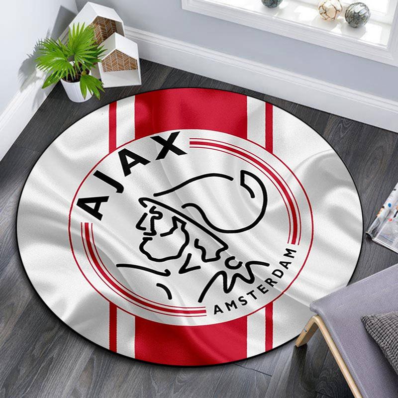 AFC Ajax Amsterdam Logo Runder Teppich, Rutschfester Waschbarer Kreis Teppich Für Wohnzimmer Schlafzimmer Spielzimmer, Sportfan Dekoration, Feiertags Geburtstagsgeschenk