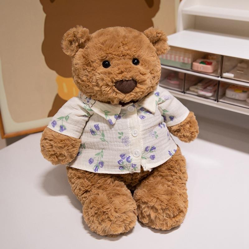 Cartoon Barcelona Bear Doll Brown Clothes Teddy Bear Plush Toy Doll Children's Pillow Doll Gift