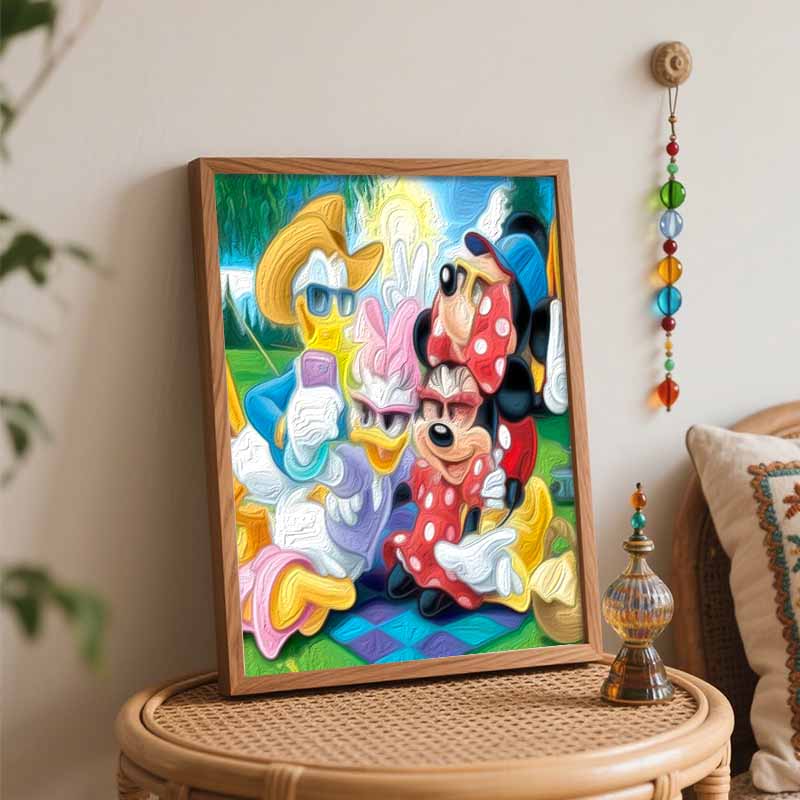 Disney Canvas Painting Kit Picnic Fun Home Decor Craft Perfect Gift IdeaCreative Disney Characters on Canvas DIY Art Project Gift Idea for Fans
