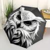 1pc Owl Face Artwork Automatic Open/close Folding Umbrella, Compact Portable Travel Umbrella,Durable Construction Yy250814146