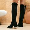 Fashion Liyke Autumn Winter Zip Over The Knee Boots Women Low Square Heels Sexy Pointed Toe Motorcycle Thigh High Shoes Botas Mujer