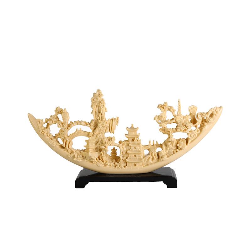 Chinese Creative Ivory Smooth Sailing Resin Ornament for Office or Study