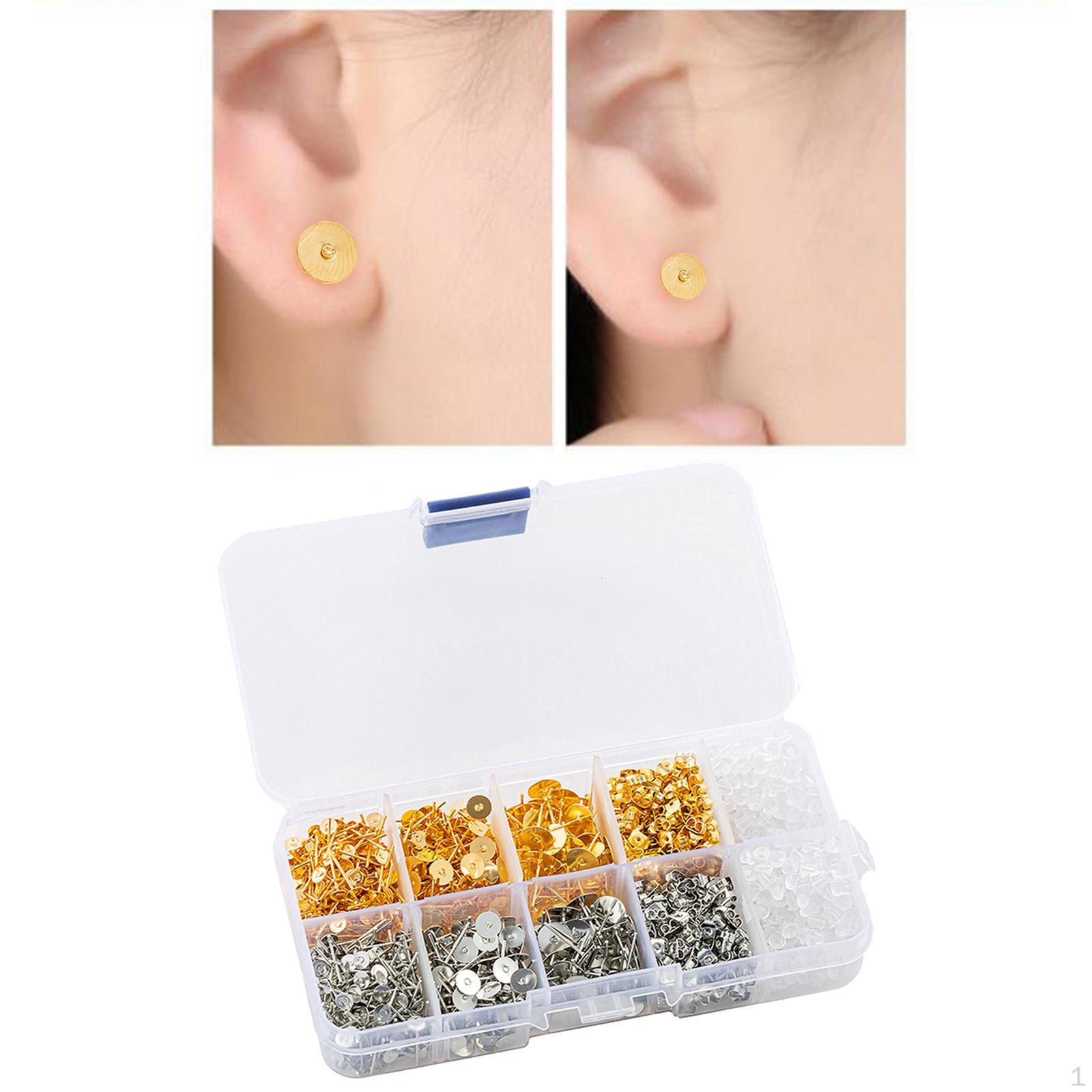 Earring Kit, Flat Bottom , 4mm 6mm 8mm, Earrings, Pearl / Gift Ear Pins White K Gold Mixed