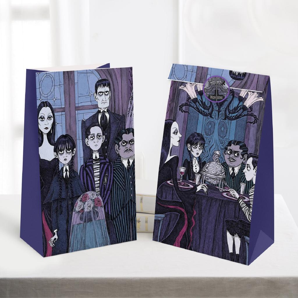 Bag Flat Mouth Gift Bag Sticker Four Styles Eight Patterns 12 Paper Bags 12Stickers Holiday Gift Bags