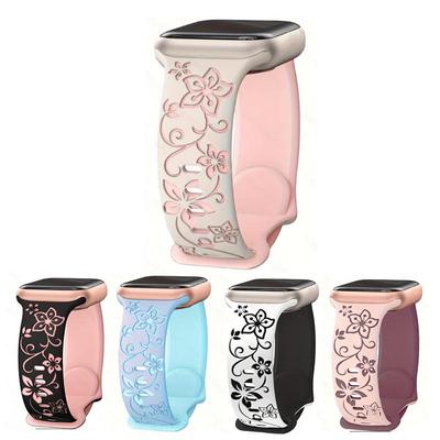 Compatible Apple Floral Engraved Silicone Watch Band for iWatch