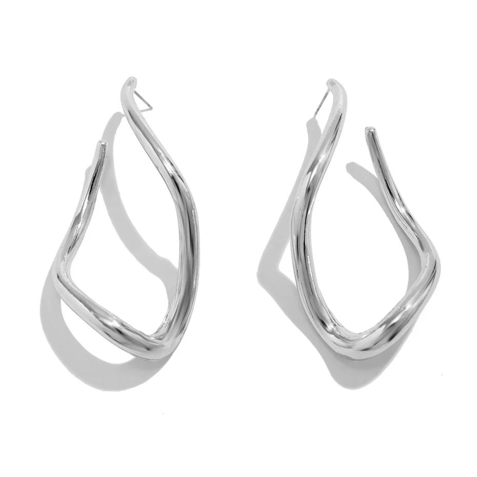 Панк Готика Полые Неправильные Металлические Висячие Серьги для Женщин 2025 Модные Геометрические Золотого Цвета Пирсинг Серьги Ювелирные Аксессуары