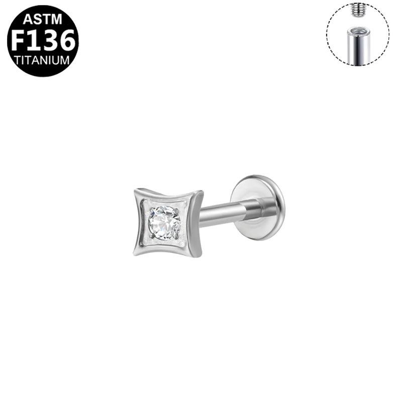 Titanium European  American Exquisite Cross-Border Stud Earrings F136 - Fashionable Titanium Alloy Internal Thread Lip  Cartilage Studs