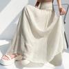 Summer Women Solid Linen Bohemian Ornaments Elastic Long Maxi Holiday Beach Skirt For Girl
