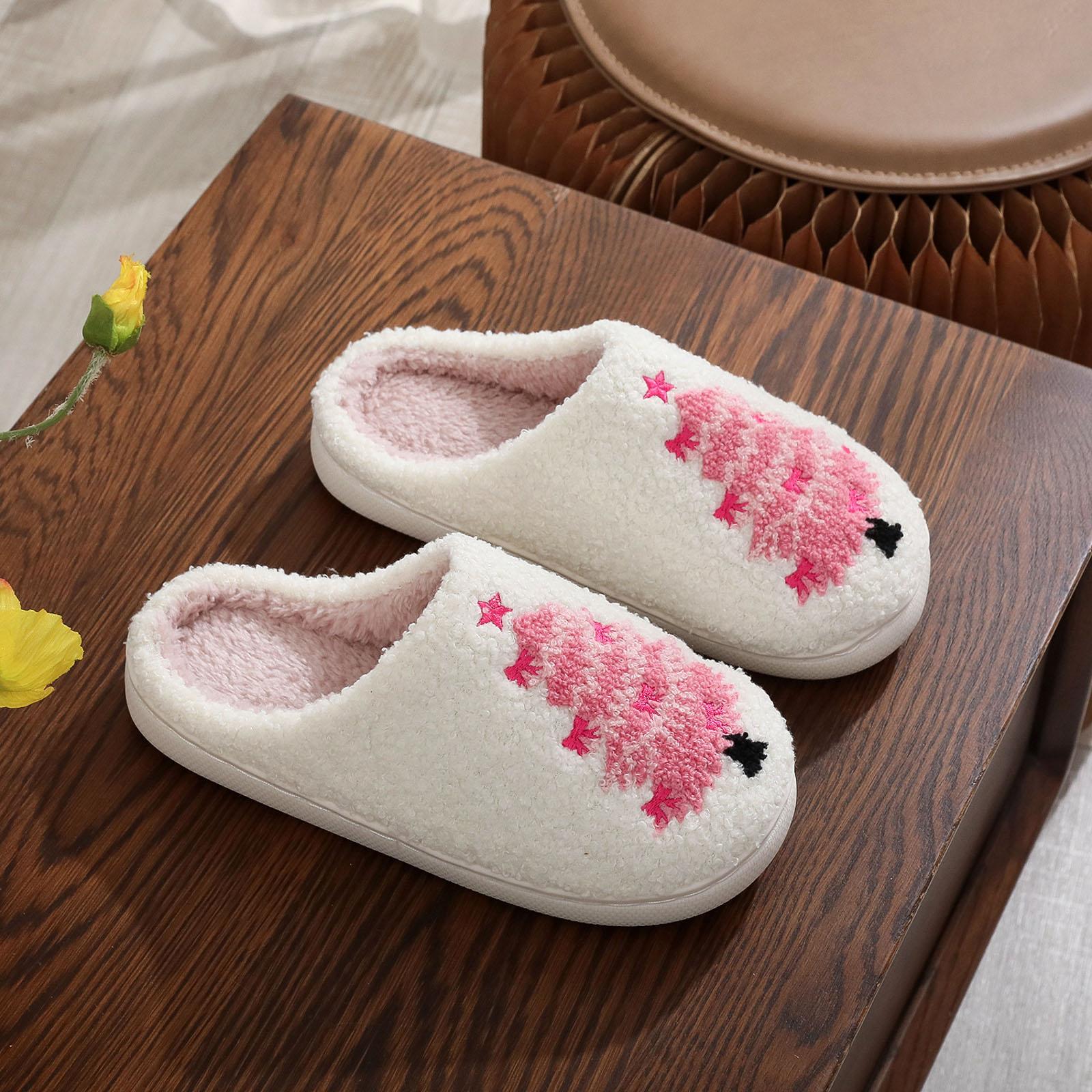 

Print Warm Plush Cotton Slippers Fashionable And Casual One Home Slippers Women Slippers Warm 36