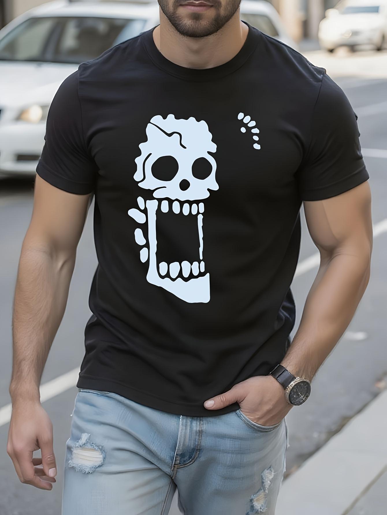 Anime Graphic Tshirt Graphic Tshirt - Black White Skull O... XXXXL