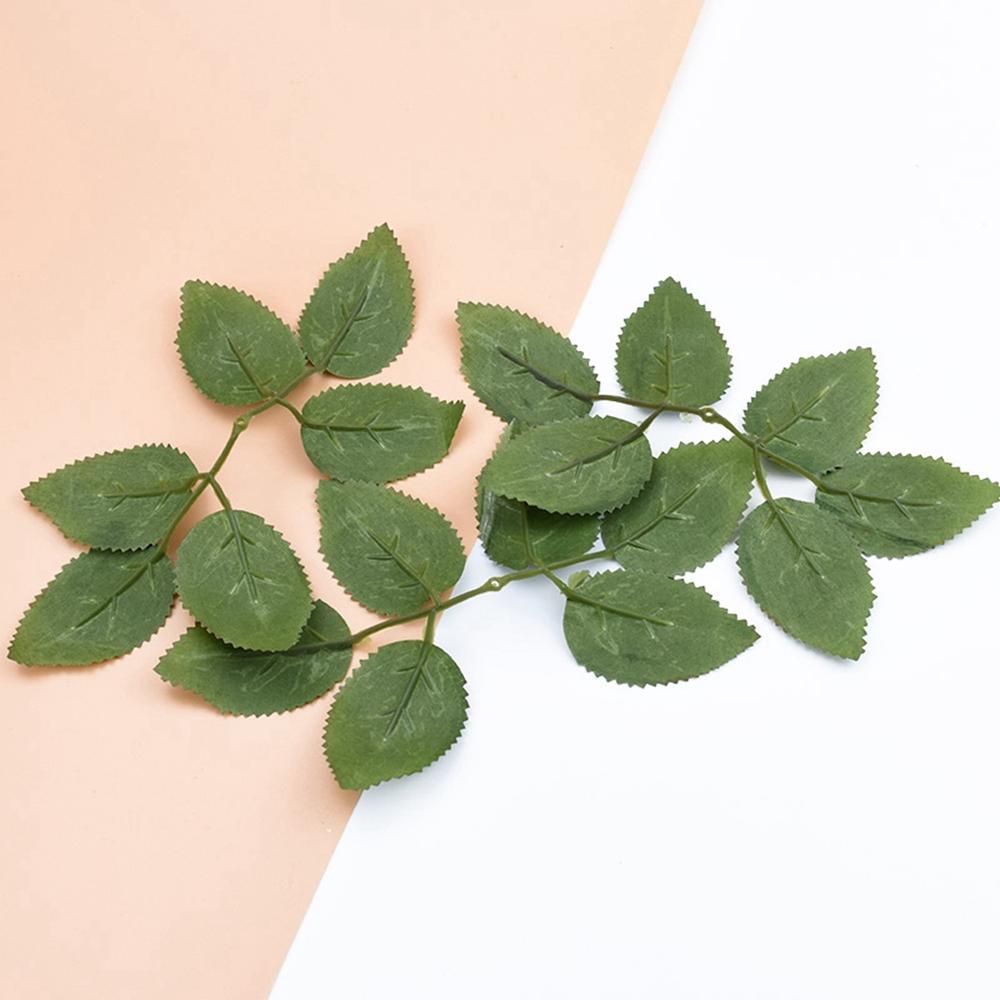Christmas Home Decoration Flowers Bridal Accessories Fake Plants Artificial Rose Leaves Green Leaf