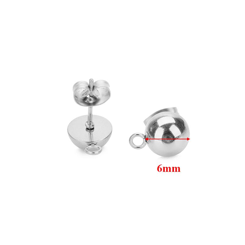 

10pcs Stainless Steel Round Solid Half Ball Ear Post with Open Rings DIY Drop Earring Jewelry Making Dangle Accessories Supplies