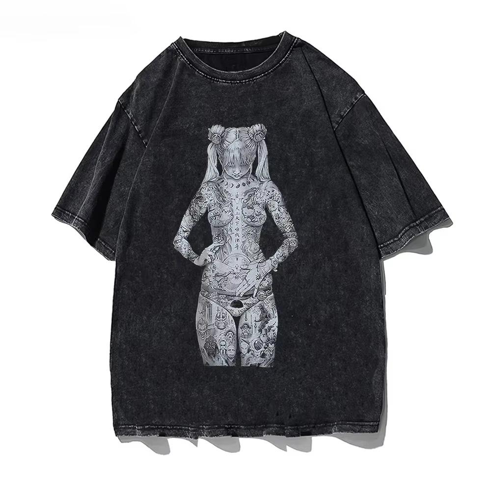 Übergroßes Lockeres Gewaschenes Baumwoll-T-Shirt Männer und Frauen Können Kurzärmelig Rundhals Mode Brandneuer Sommer-T-Shirt-Neuzugang