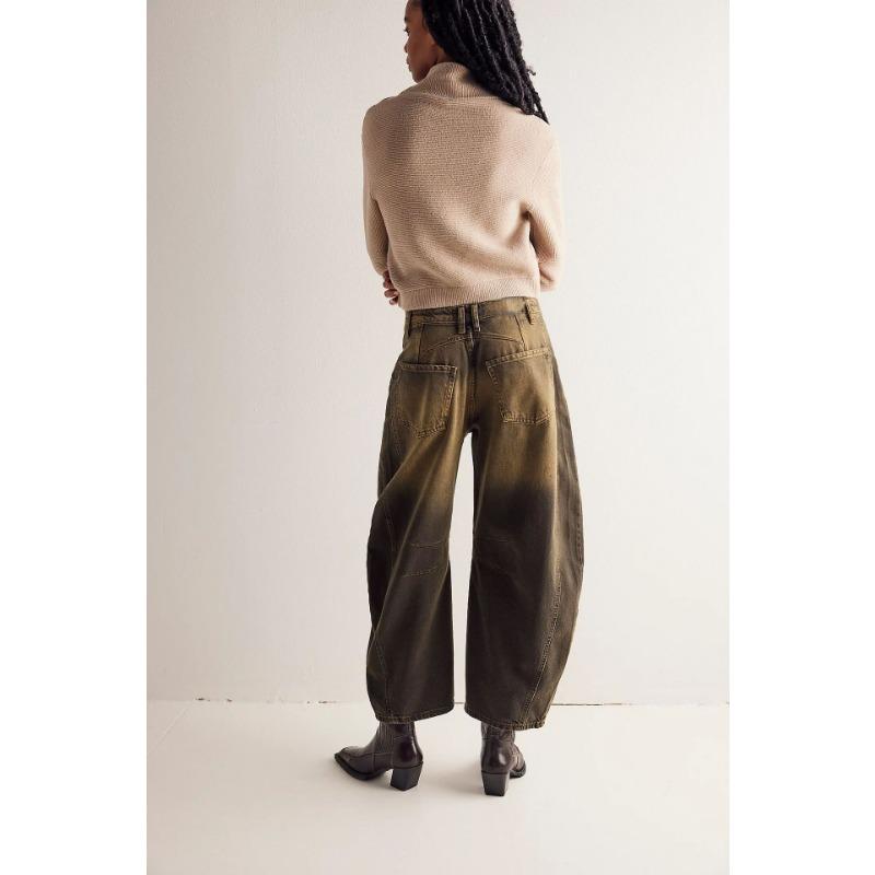 VEZFAA Damenmode, lässig, einfarbig, bedruckt, hohe Taille, Hosen, Hosen und Caprihosen