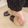 Women's Furry Mules Slippers Casual Outside Wear Flat Bottom Comfortable Baotou Half Slipper Plush Warm Winter New Cotton Slides