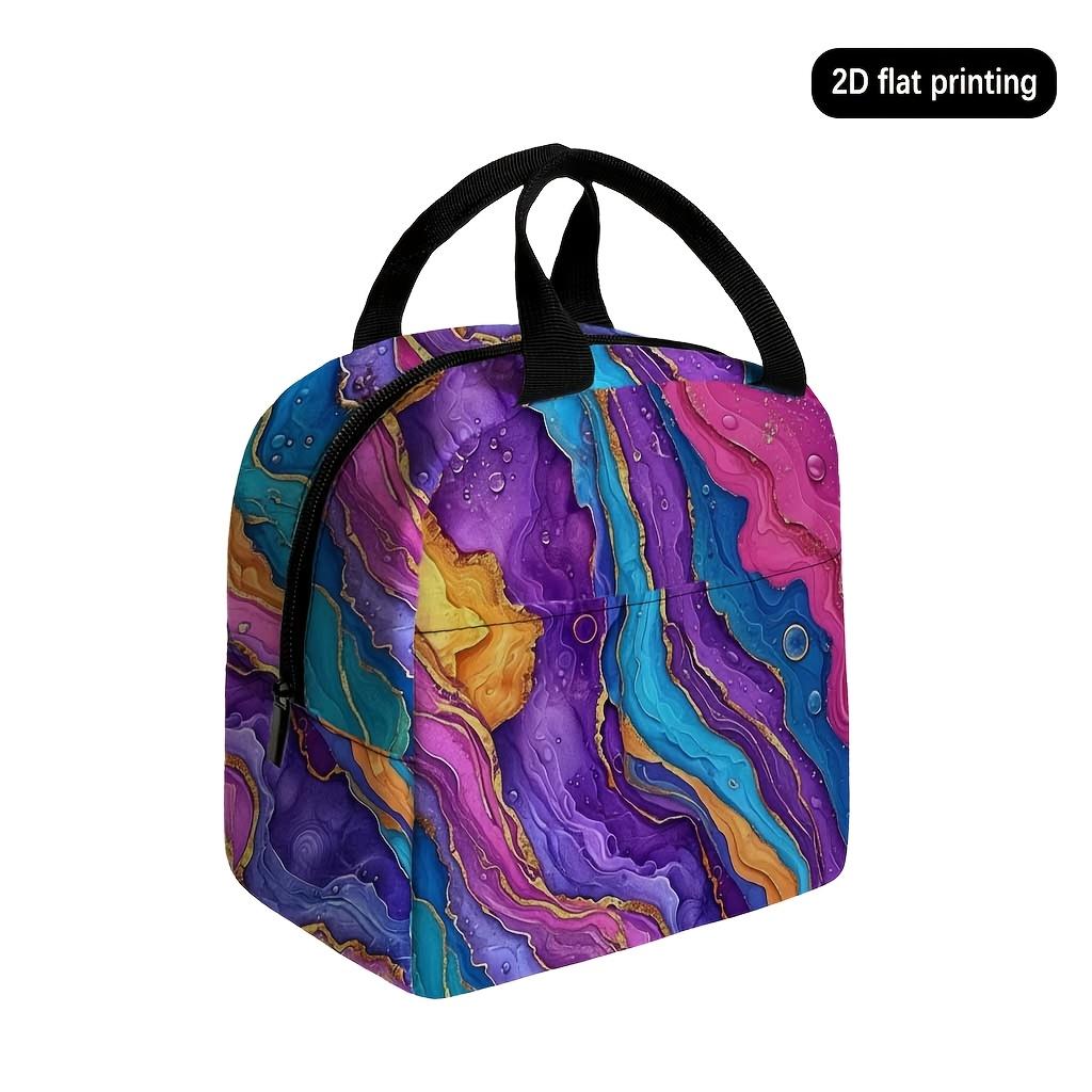 Marble-pattern Printed Tote Lunch Bag, Women's Insulated Bag, Clutch, Outdoor Picnic Storage Bag, Non-food Contact