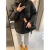 Womens Short Puffer Jacket Black Hooded Cotton Coat Winter Warm Thick Casual Outerwear