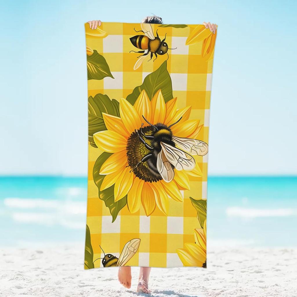 Skull Brightly Colored Flower Beach Towel, Large Microfiber Quick Dry Lightweight Pool Bath Towels Sand Free Beach Blanket for