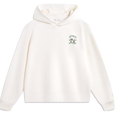 Casual Minimalist Solid Color Hooded Pullover Sweatshirt Women Tops Off-White AWDV808-5