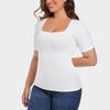 Women Plus Size Short Sleeve Seamless Tummy Control Body Shaper Shapewear Top