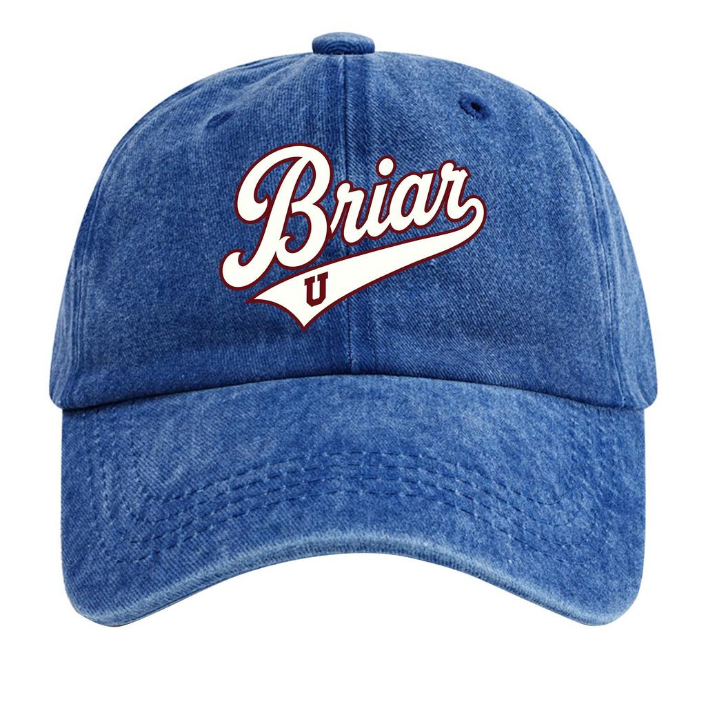 Washed Cotton Baseball Cap Vintage Style Soft Top Denim Hat Adjustable Strap Back Briar U Embroidered Logo Casual Outdoor Headwear
