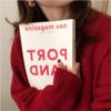 Cherry Red Raccoon Fleece Sweater Women's Autumn and Winter Loose Lazy Style Retro Pullover with Knitted Bottoming Shirt
