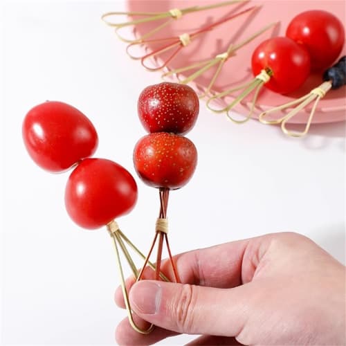 SITEDAN Cocktail Picks, Disposable Bamboo Fruit Picks, 100 Pieces, Scissor-Shaped, for Appetizers, Sweets, and Toothpicks, Perfect for Cafes, Food Dec