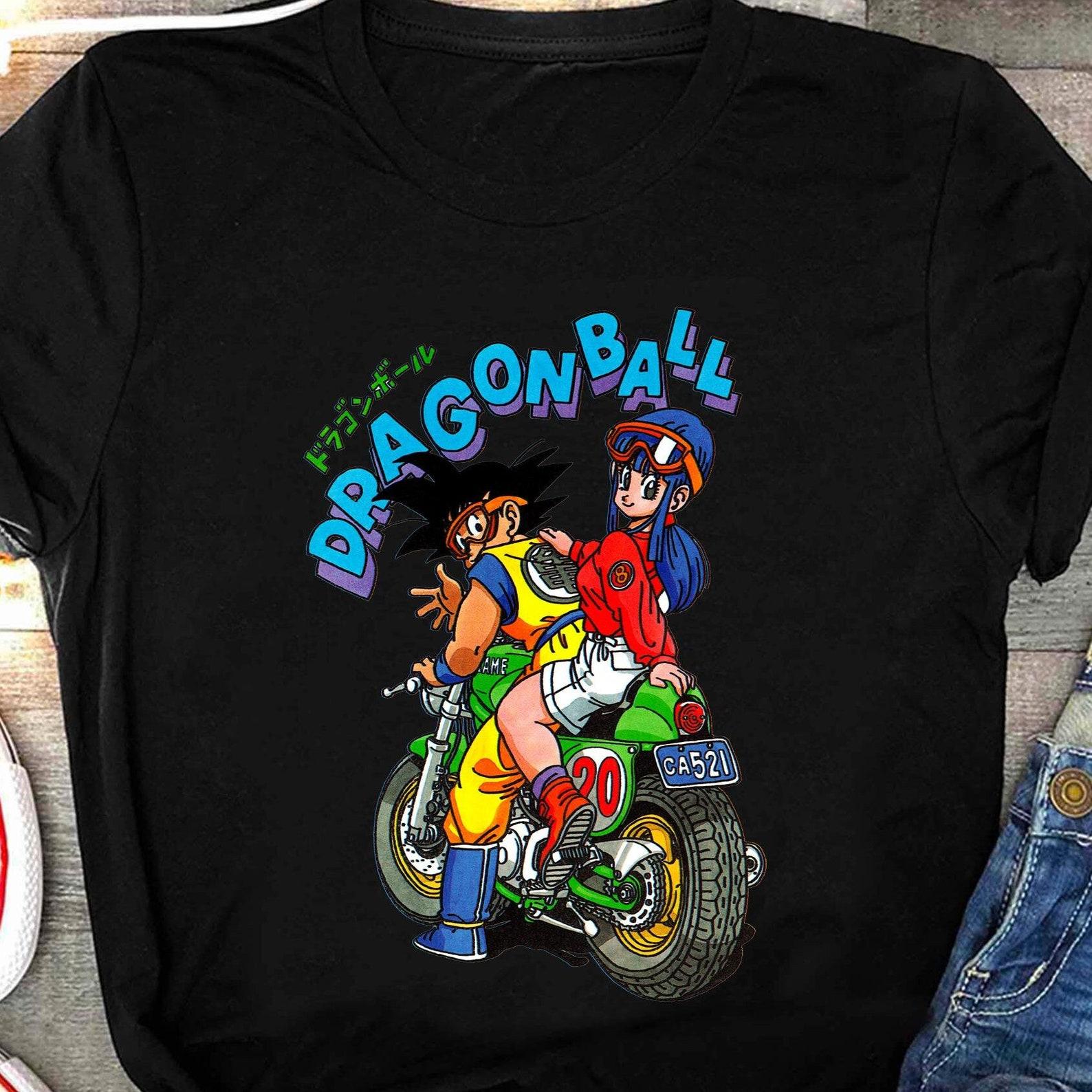 Goku Bulma Anime Shirt, Dragonball Manga Shirt, Retro DBZ Saiyan Bulma Vegeta Vintage Graphic Tee, Couple Anime Birthday Gift S