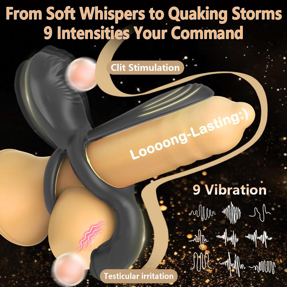 4 in 1 Penis Ring Vibrator Penis Sleeve for Stronger Erection Delay Ejaculation Perineum G spot Clitoral Stimulator Sex Toy