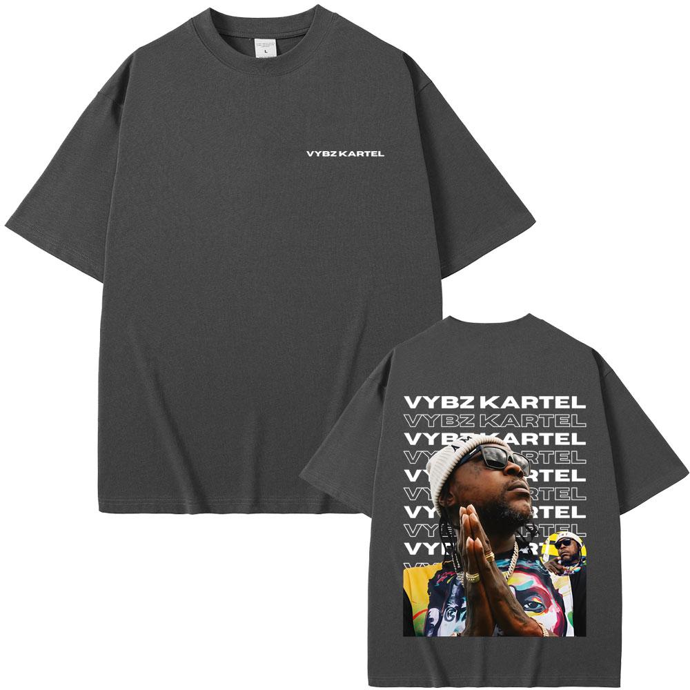 Rapper Vybz Kartel Grafik T-Shirt Herren Damen Hip Hop Mode Übergroßes T-Shirt Lässig Baumwolle Retro Kurzarm T-Shirts Streetwear