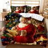 Christmas Duvet Cover Set Cartoon Merry Chirstmas Bedding Set Happy Santa Claus Polyester Quilt Set Pillowcase Double Queen King