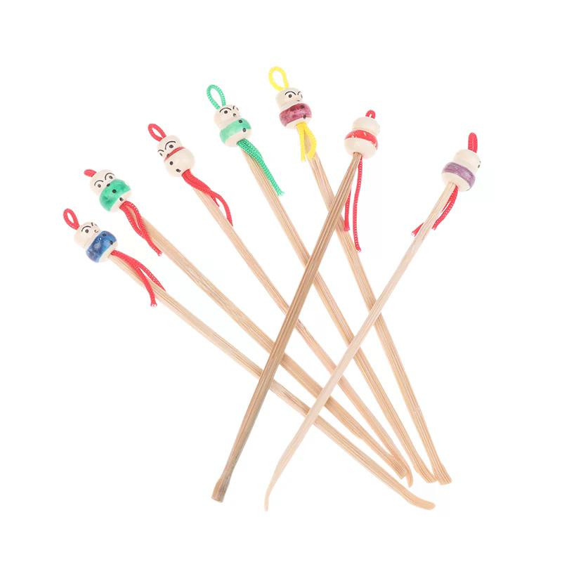 10/20 Bucăți Linguriță de Curățare a Urechilor din Bambus Cap de Desen Animat Îndepărtare Ceară Urechi Kit de Curățare a Urechilor din Lemn Rezistent la Alunecare Bețișoare pentru Urechi Îndepărtare
