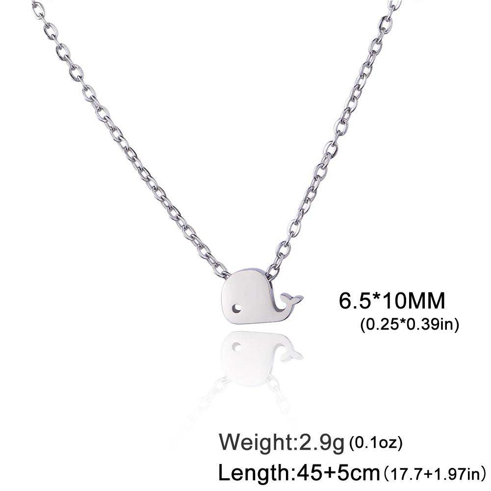 Mini Whale Pendant Necklace for Women Girls Stainless Steel Gold Color Choker Cute Marine Animal Jewelry Birthday Gift