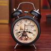 Classic Vintage Silent Metal LED Night Light Twin Bell Alarm Clock Ticking Retro Tableclock