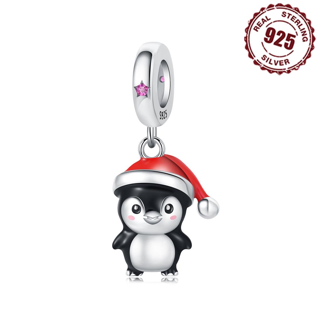 Kupfer Niedlicher Weihnachts-Pinguin Anhänger Armband Charms Passend für Armreif Für Frauen Schmuck Party Perlen Geschenke DIY Zubehör